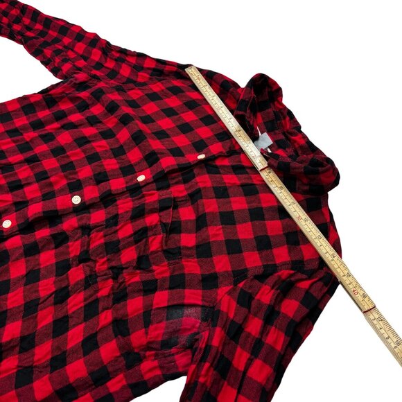 Old Navy Red & Black Plaid Button-Up Shirt  M - Picture 9 of 11